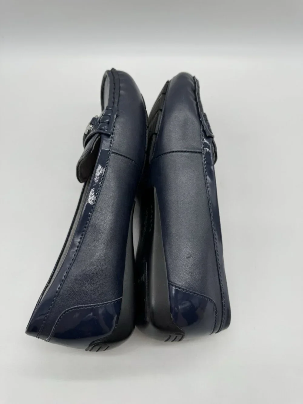 Lifestride Velocity Memory Foam Womens 7W Navy Blue Driving Loafers Moccasins